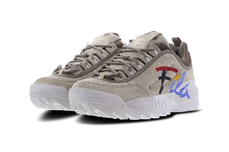 FILA Disruptor 2 Script Distressed Gardenia Atmosphere White