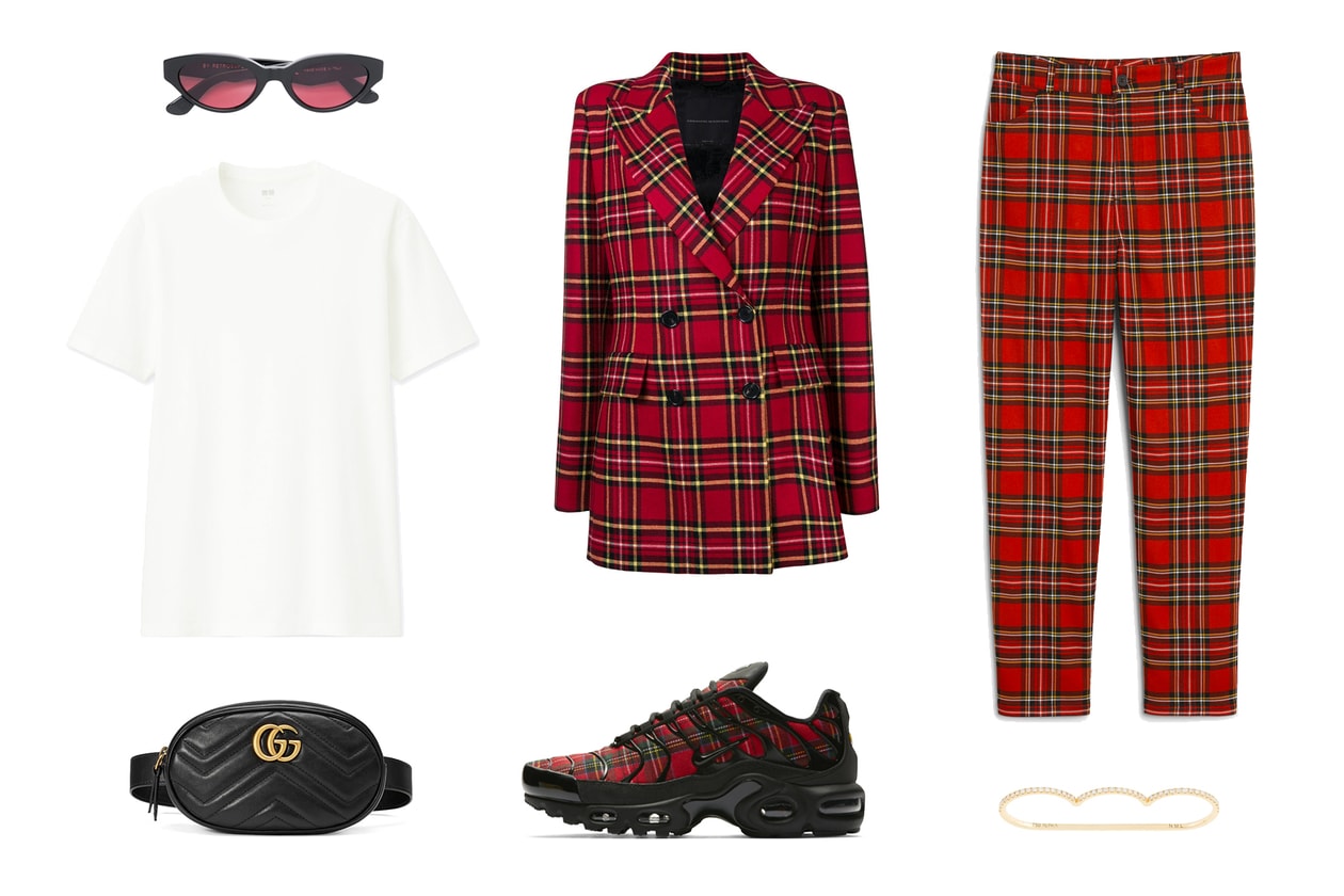Red Tartan Print Sneaker Nike Gucci Suit Look How To Style Inspiration Fashion Outfit Inspo Blazer Trousers 