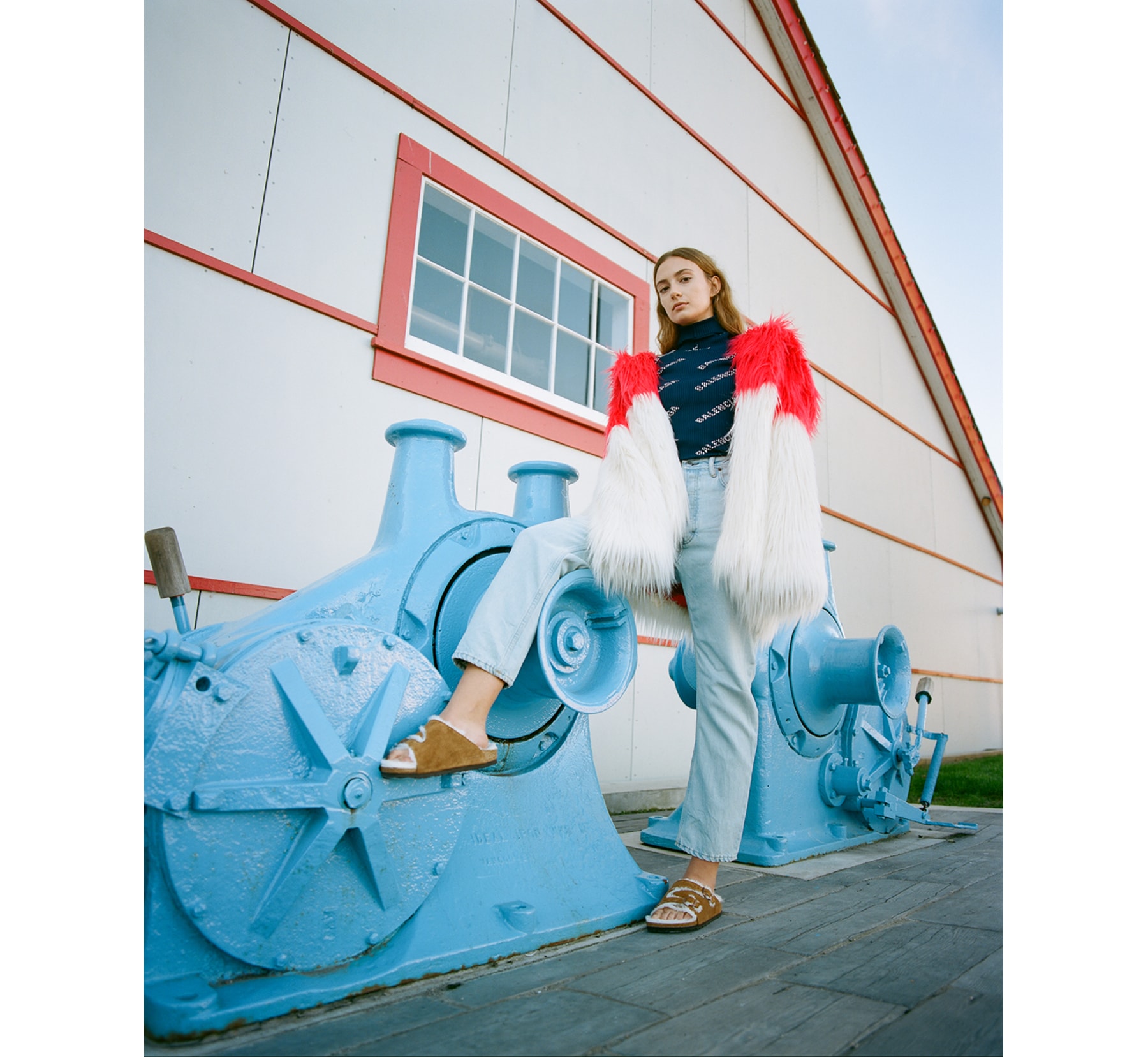 Birkenstock Rick Owens Sandals Spring Summer 2019 Victoria Beckham White Cashmere Sweater Kenzo Silver Puffer Jacket Metallic MM6 Maison Margiela Pants Black