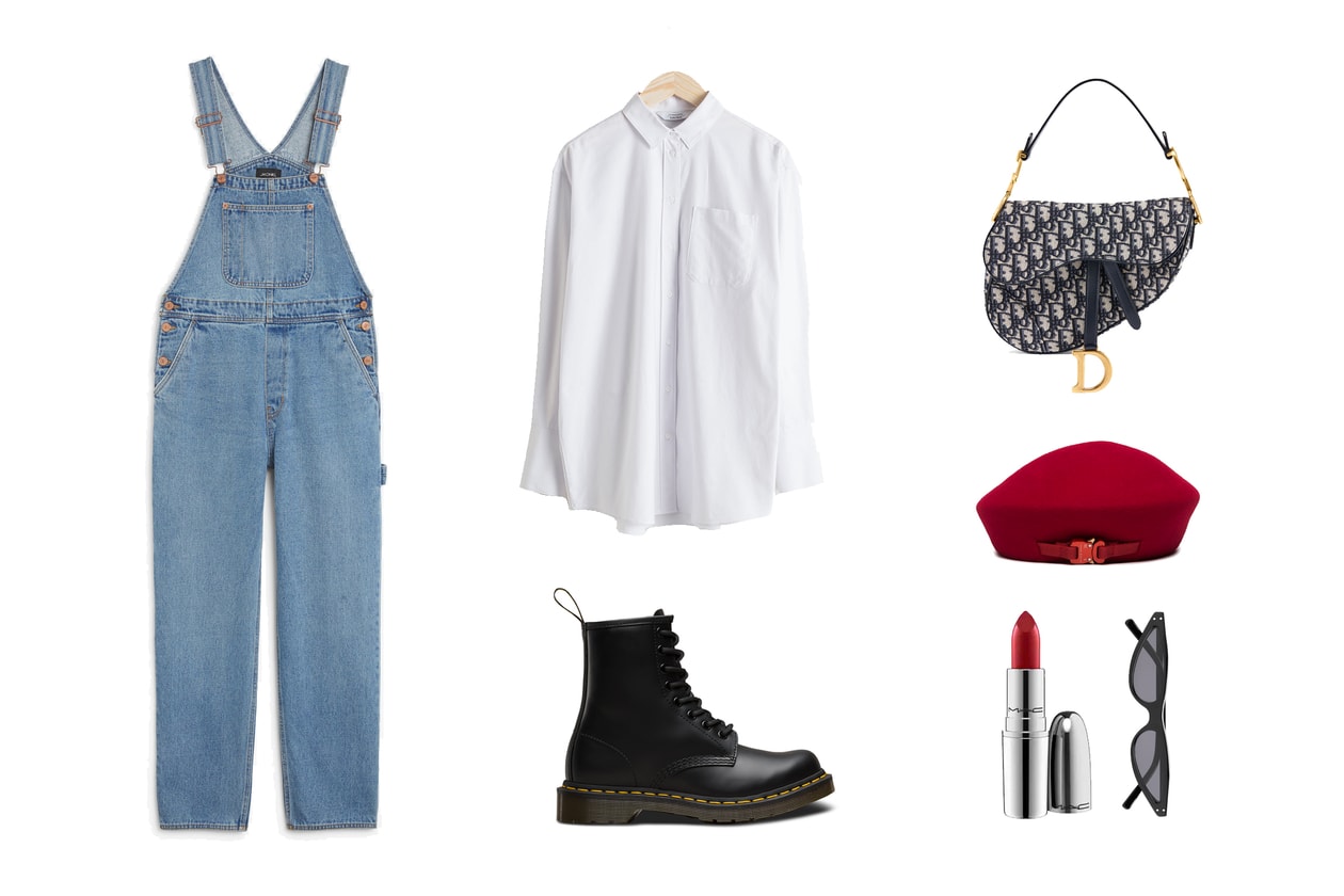 Blue Denim Dungarees Overalls Dior Dr Martens Outfit Inspiration Look Fashion Monki Mac