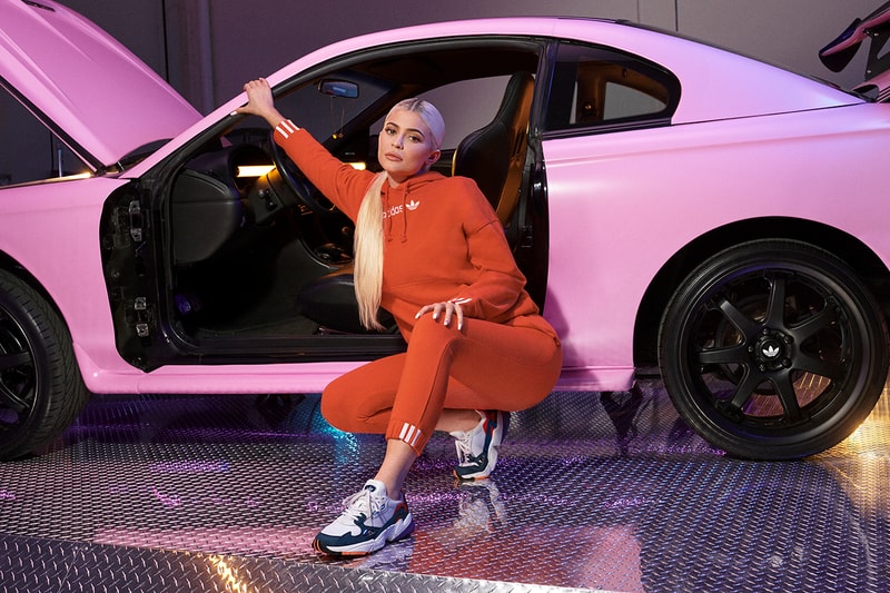 Kylie Jenner adidas Originals adidasCOEEZE Apparel Falcon Gold White Blue Red Sneakers Trainers Campaign