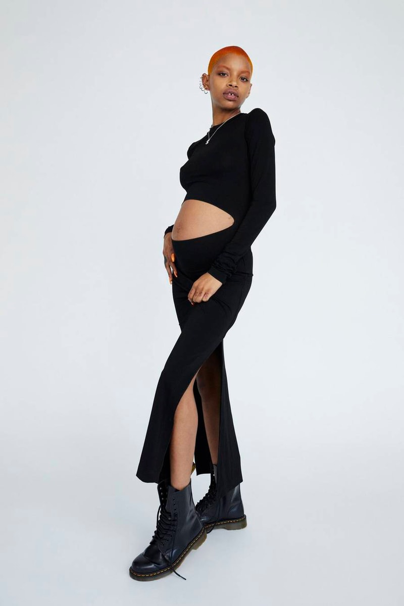 Marc Jacobs Resort 2019 Redux Collection Midriff Cutout Knit Dress Dr. Marten 10-Eye Leather Boot Black