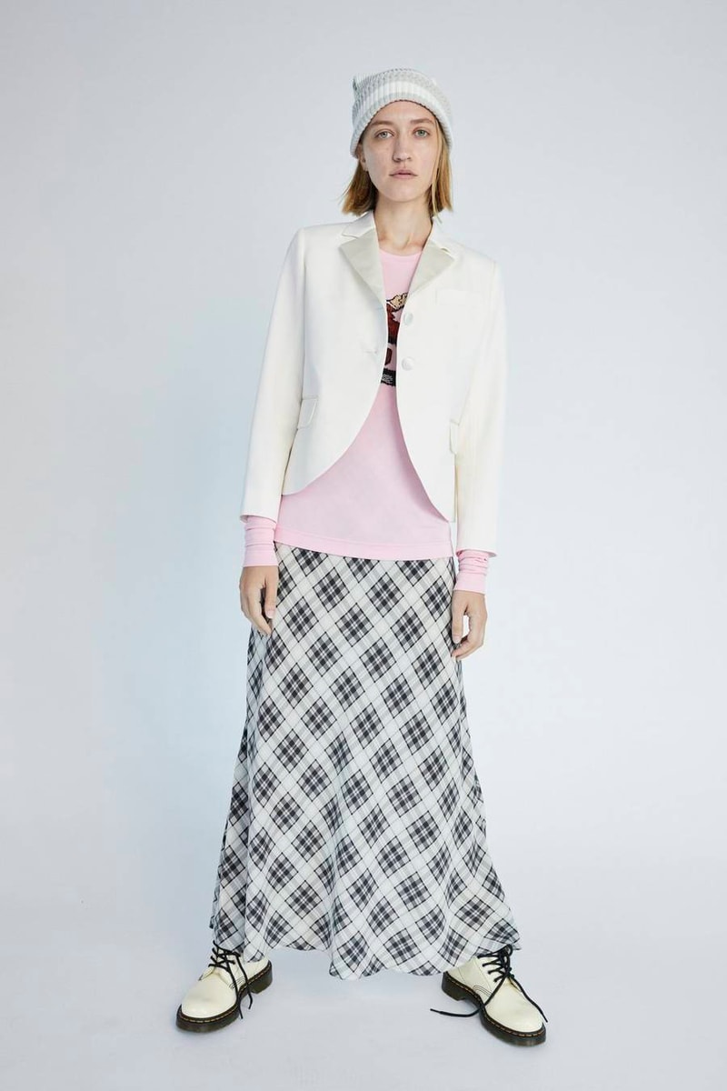 Marc Jacobs Resort 2019 Redux Collection R. Crumb Beaded Long Sleeve Tee Plaid Strap Dress White Black
