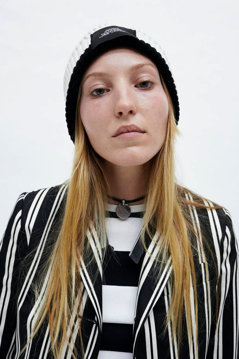 Marc Jacobs Resort 2019 Redux Collection Oversized Striped Button Down Boy Short Long-Sleeve Crop Top Black White