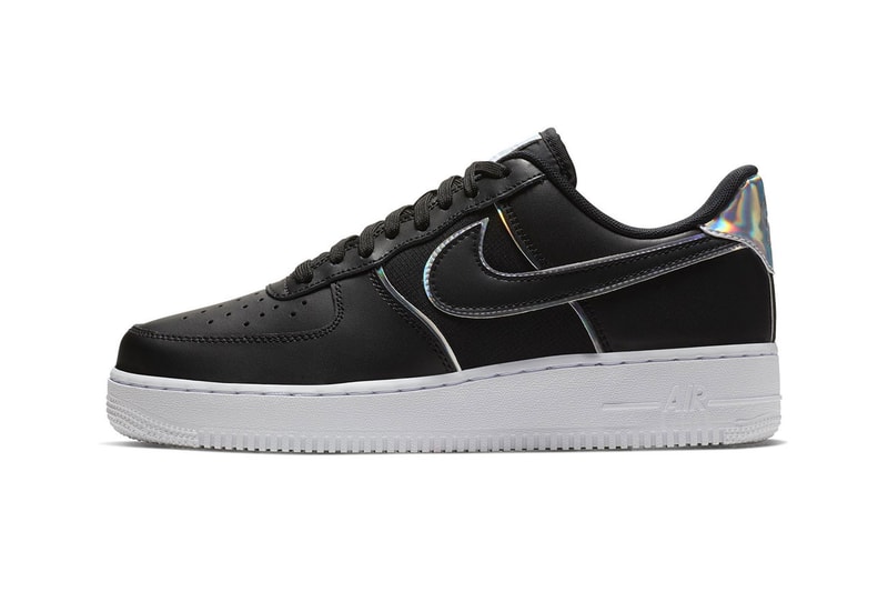Nike Air Force 1 '07 LV8 Iridescent Silver Black Sneaker Shiny Shoe Detailing Fashion Metallic