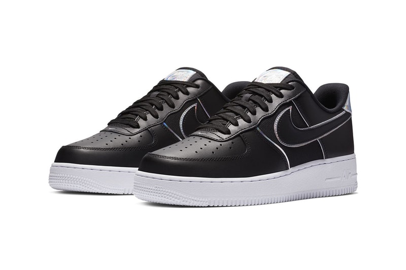 Nike Air Force 1 '07 LV8 Iridescent Silver Black Sneaker Shiny Shoe Detailing Fashion Metallic