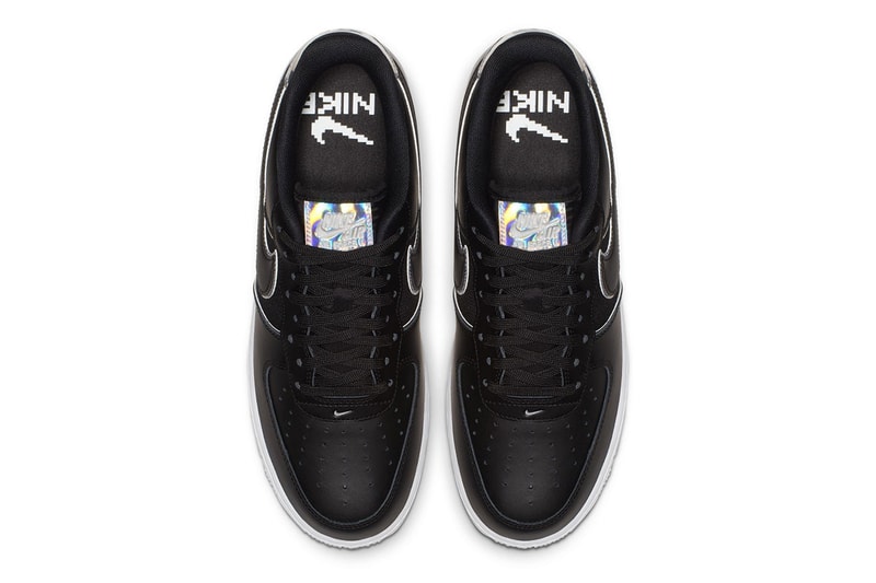 Nike Air Force 1 '07 LV8 Iridescent Silver Black Sneaker Shiny Shoe Detailing Fashion Metallic