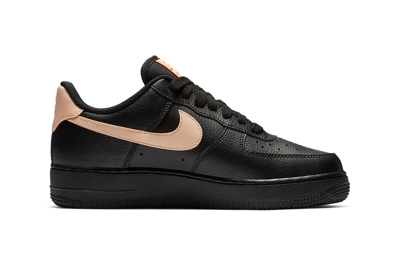 Nike Air Force 1 black leather Orange Pulse Volt Glow Sneakers Trainers