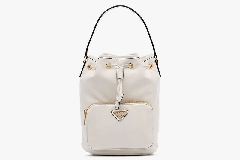 Prada Bracelet Logo Mini Bucket Bag Black White