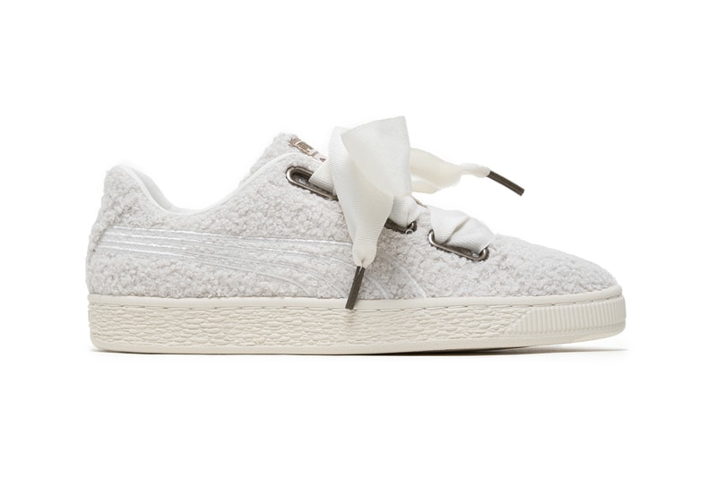 PUMA Basket Heart White Fuzzy Teddy Fur Sneakers Trainers