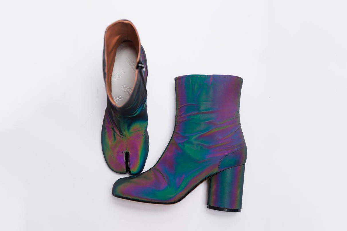 Maison Margiela Reflective Tabi Ankle Boots Iridescent Holographic Fall Winter 2018