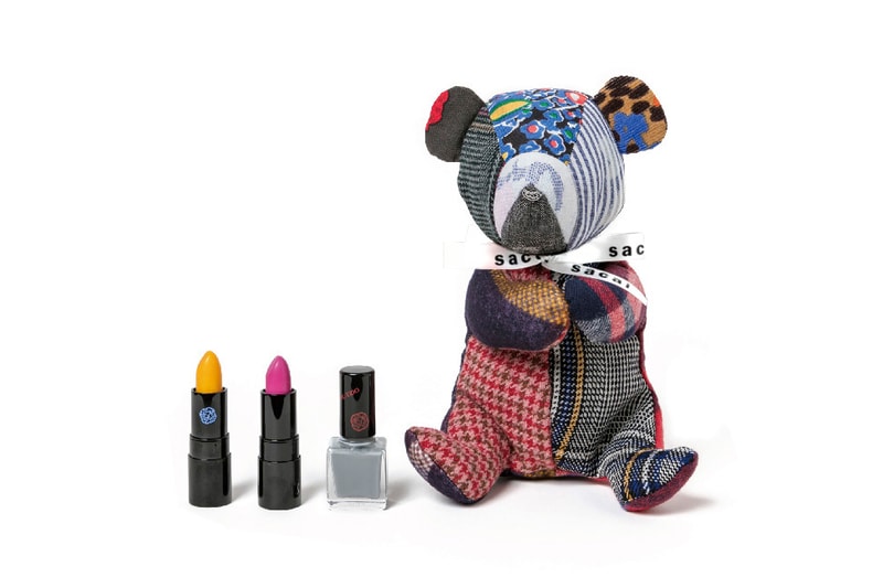 Sacai x Shiseido Lipstick Teddy Bear Makeup Case Rouge Rouge PICO Yellow Rose Nail Enamel Gray
