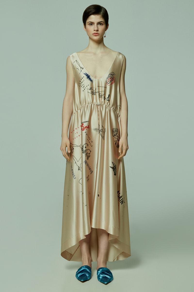 TATTOOSWEATERS Fall Winter 2018 Collection Lookbook Silk Dress Tan