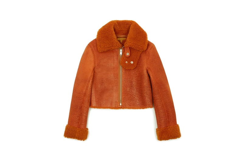 Cropped Shearling Flight Coat Orange