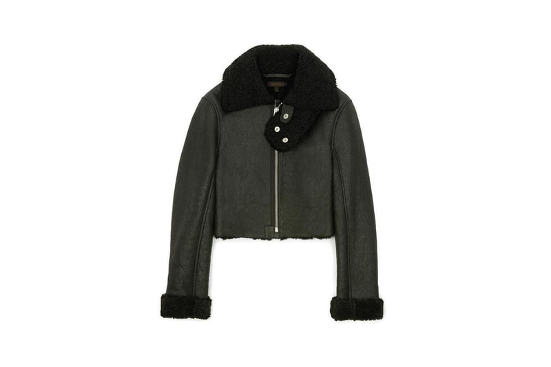 Cropped Shearling Flight Coat Black