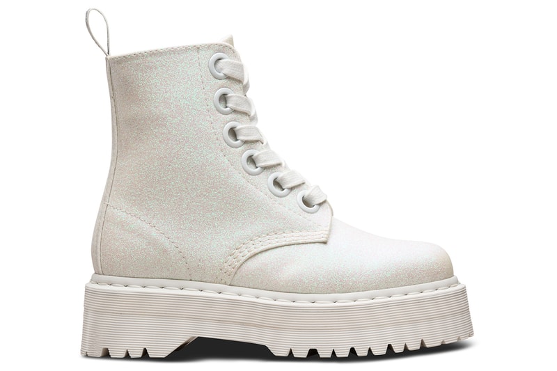 Dr. Martens Platform Glitter Molly Boots White Green Black
