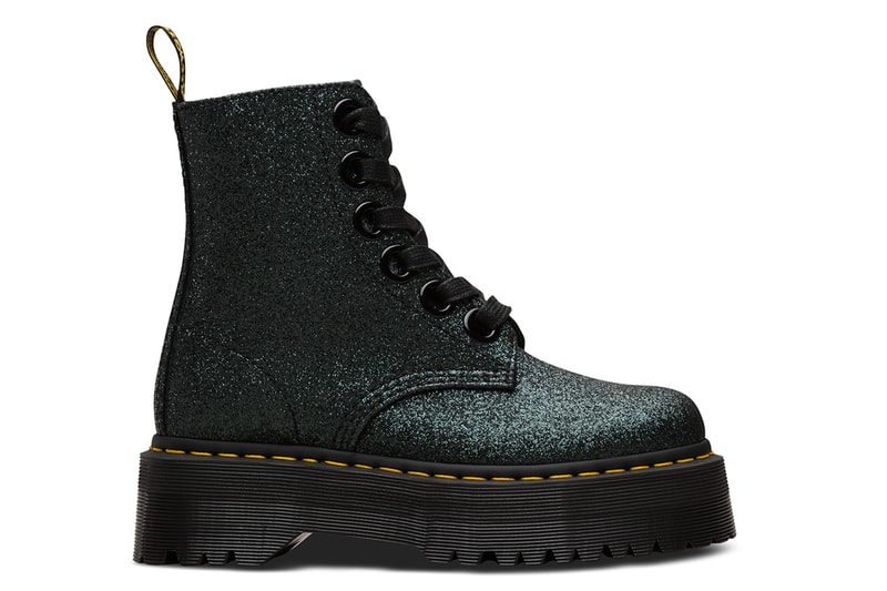 Dr. Martens Platform Glitter Molly Boots White Green Black