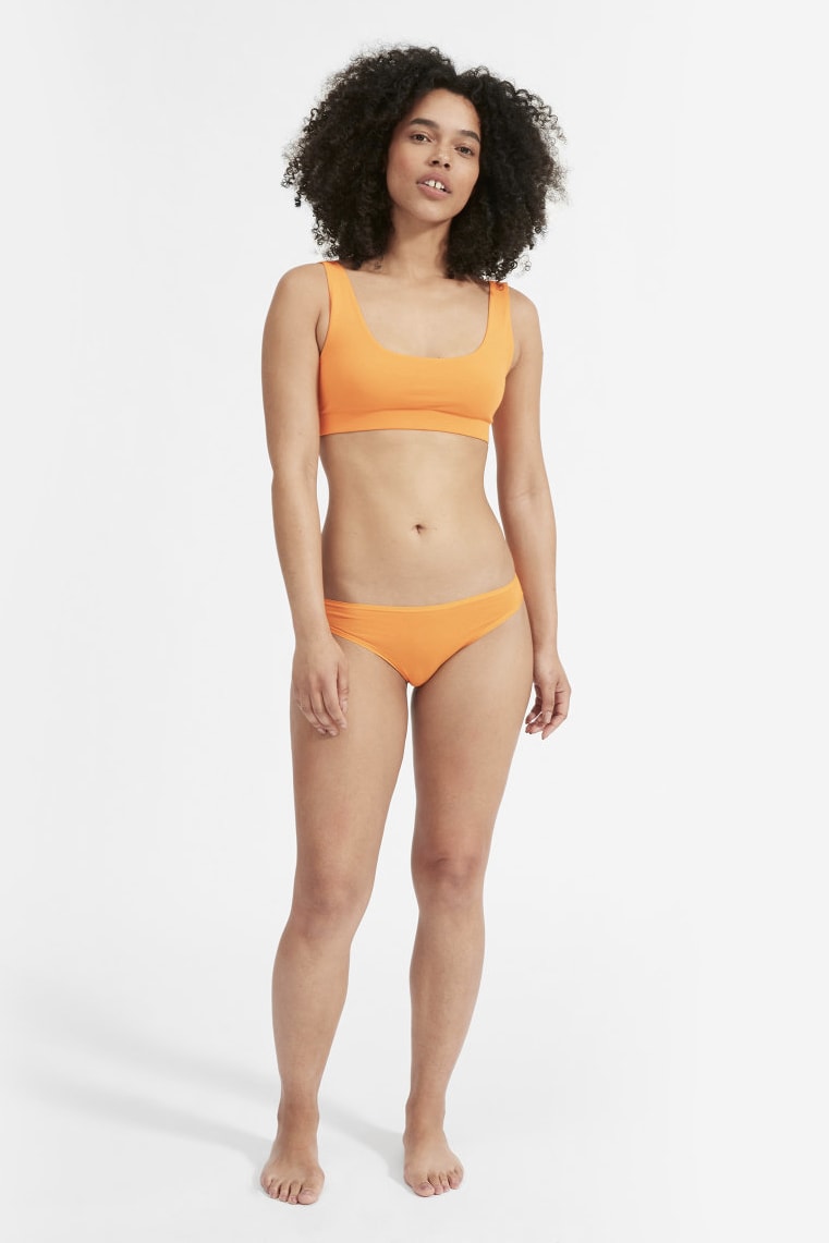 Everlane Cotton Lingerie Bikini Tank Bra Underwear Yellow Tang Light Blue