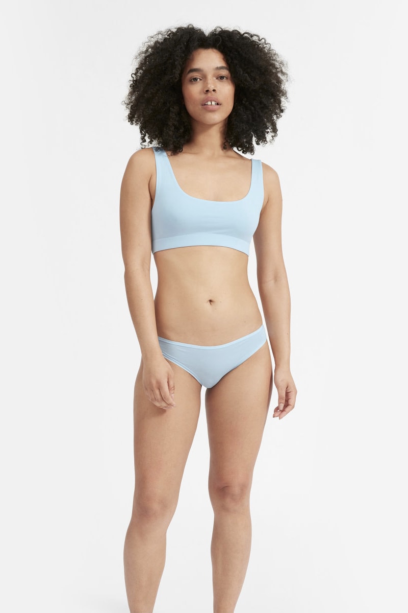 Everlane Cotton Lingerie Bikini Tank Bra Underwear Yellow Tang Light Blue