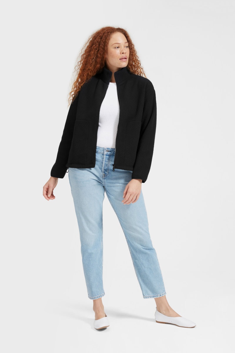 Everlane ReNew Fleece Full Zip Sweatshirt Black