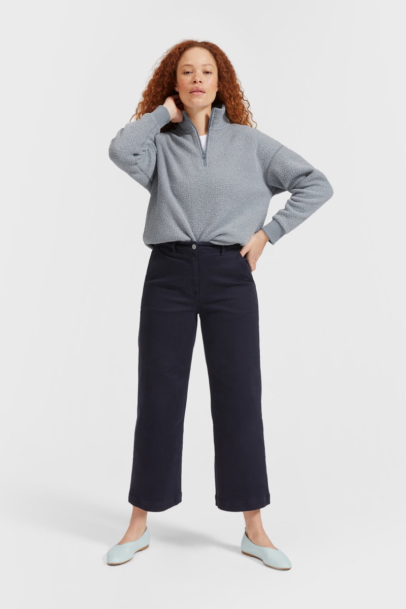 Everlane ReNew Fleece Half Zip Sweatshirt Light Blue