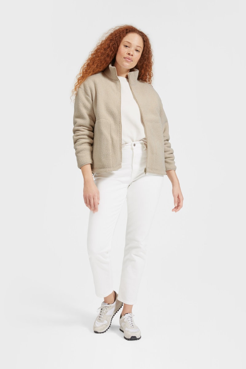 Everlane ReNew Fleece Full Zip Sweatshirt Oat