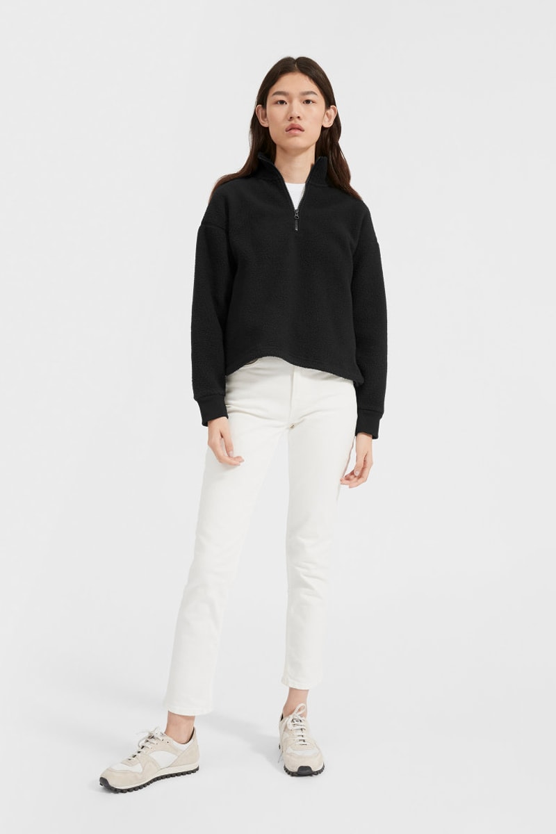 Everlane ReNew Fleece Half Zip Sweatshirt Black