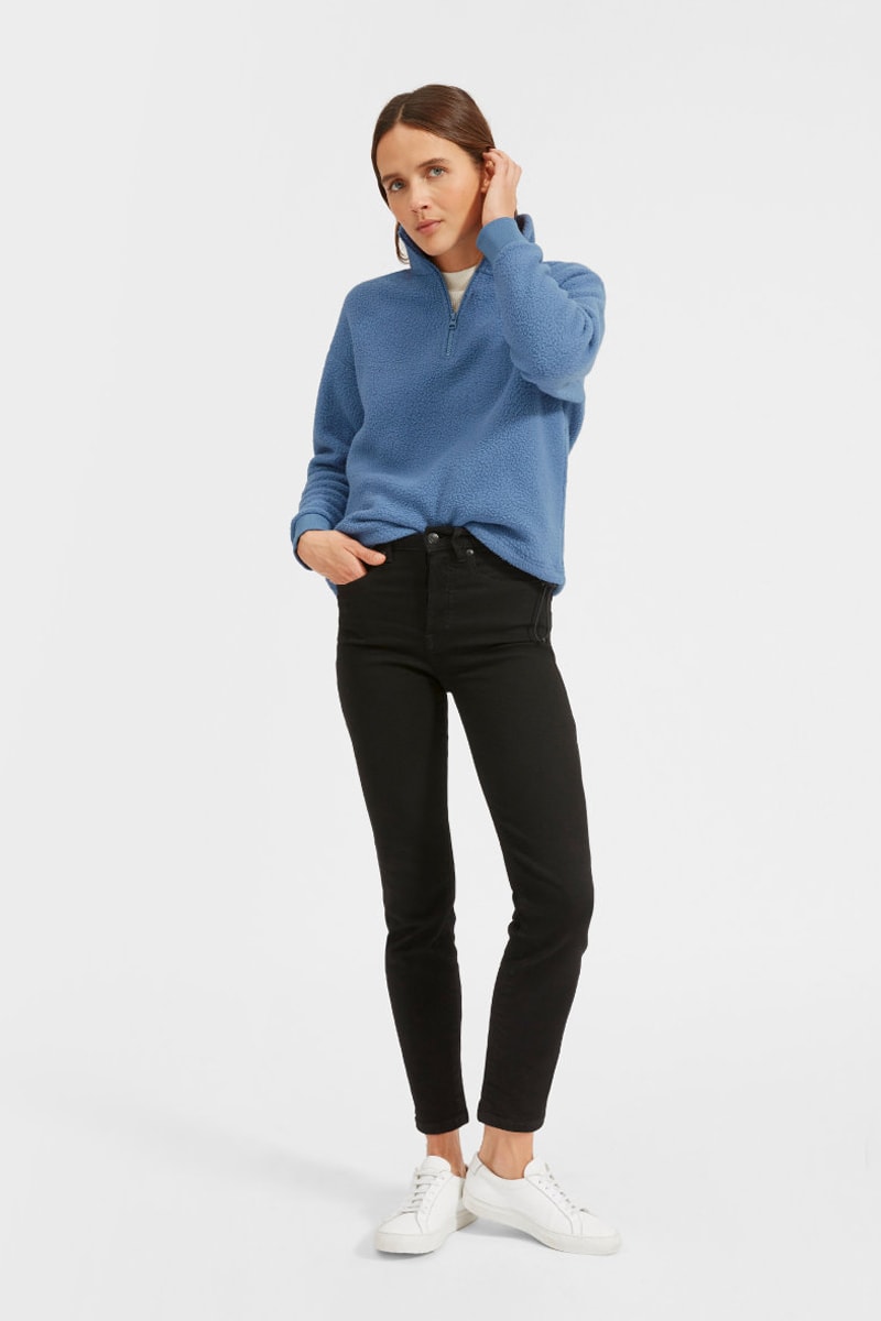Everlane ReNew Fleece Half Zip Sweatshirt French Blue