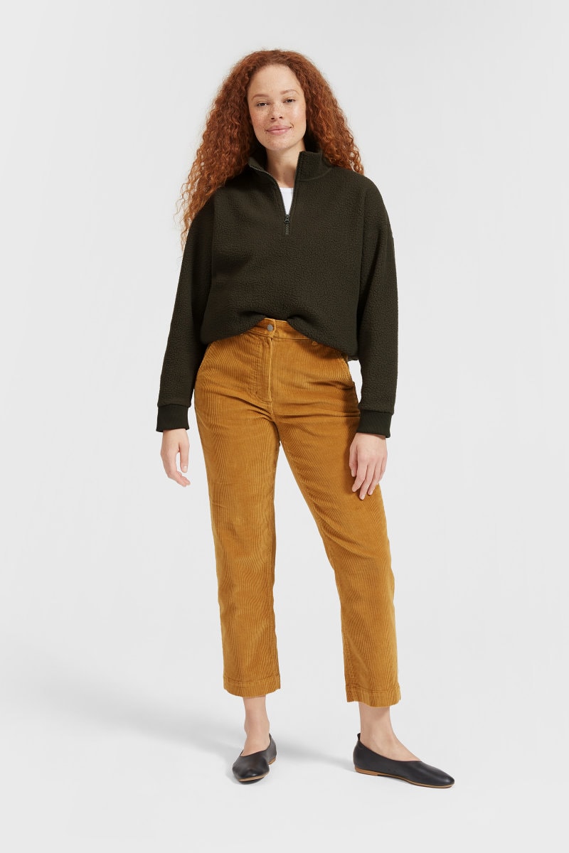 Everlane ReNew Fleece Half Zip Sweatshirt Dark Green