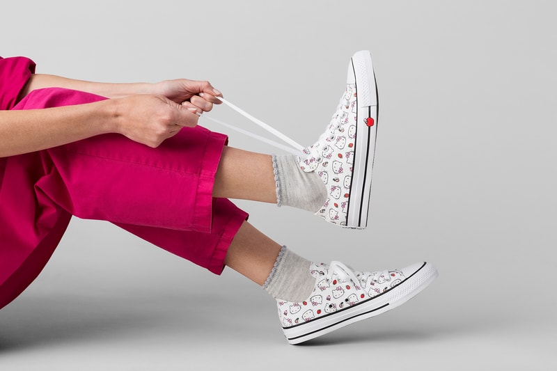 Converse x Hello Kitty Collaboration One Star Chuck Taylor Sneaker Shoe Print Graphic Cute