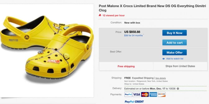 post malone x crocs barbed wire clog