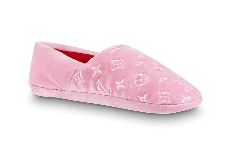 Louis Vuitton Monogrammed Dreamy Slippers Rose Pink Black Velvet