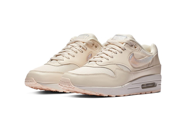 nike air max 1 giant jewel details swoosh logo tongue tag black pink cream tan glitter
