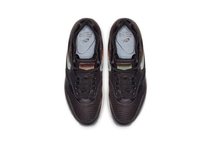 nike air max 1 giant jewel details swoosh logo tongue tag black pink cream tan glitter