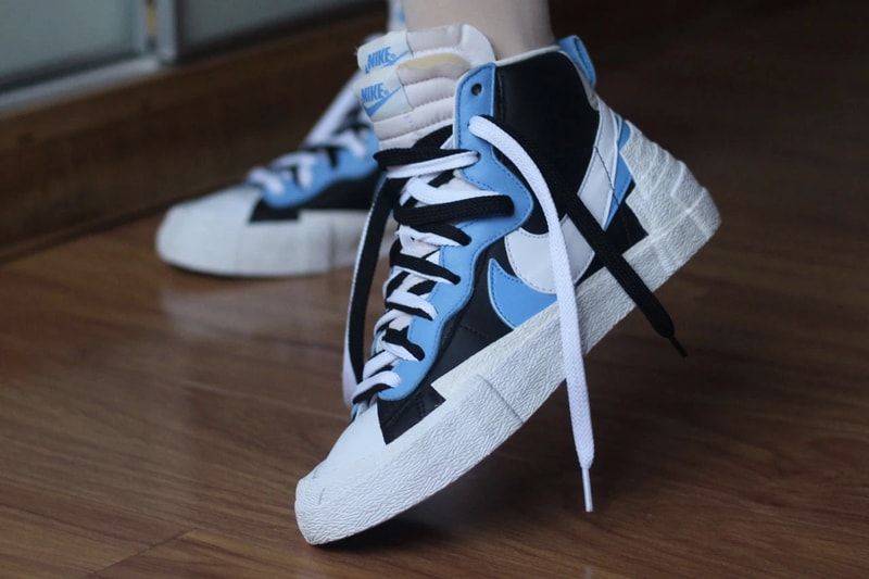  Nike Blazer Mid x Sacai Collaboration First Look Chitose Abe Layered Accent Yellow Blue Skateboard 