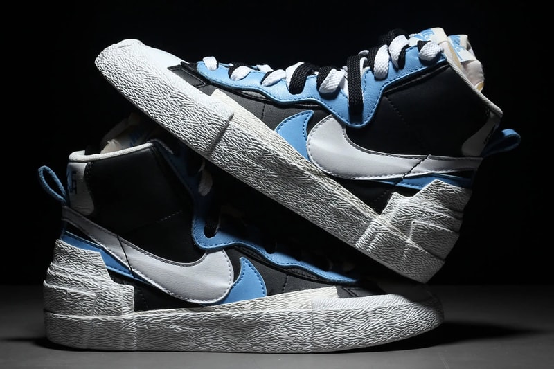  Nike Blazer Mid x Sacai Collaboration First Look Chitose Abe Layered Accent Yellow Blue Skateboard 