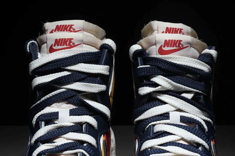  Nike Blazer Mid x Sacai Collaboration First Look Chitose Abe Layered Accent Yellow Blue Skateboard 