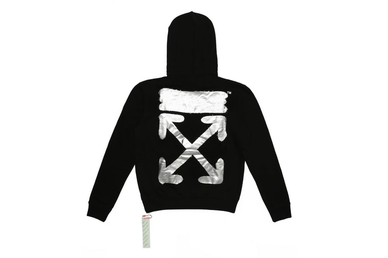 Off-White's Black & Silver Rinacente Collection Hoodie Cap Apparel Print Tshirt Silver Black Virgil Abloh Streetwear