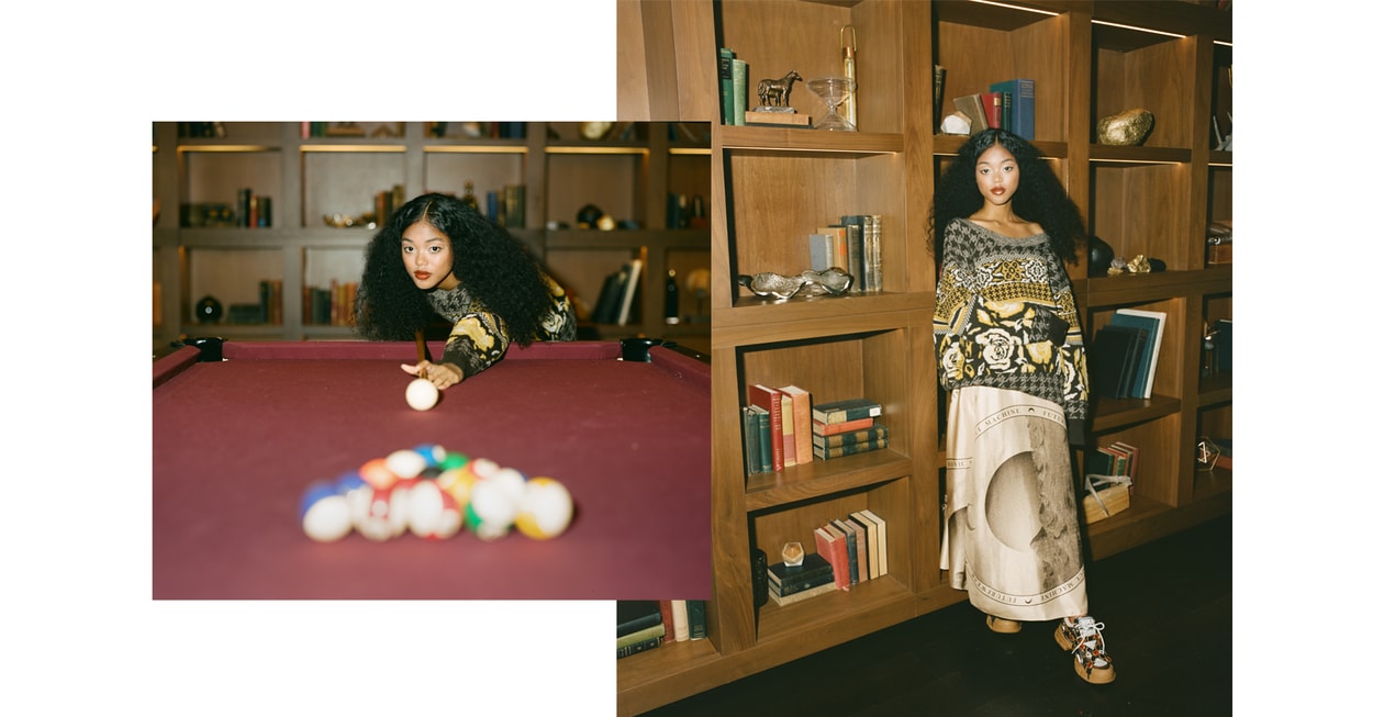 Ugly Christmas Sweater Holiday Editorial MSGM Dress White Blue Yellow Ciana Parks Family Management Model D/6 Bar and Lounge Vancouver Canada