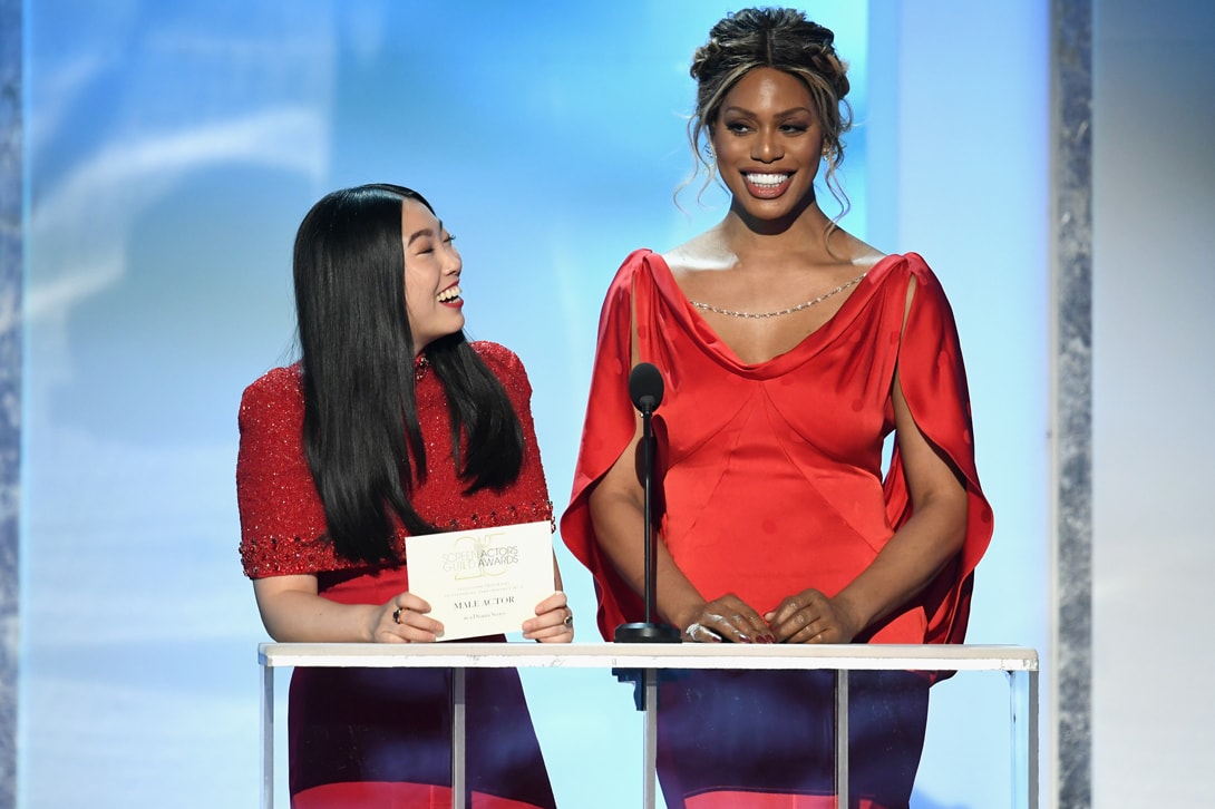 Awkwafina SAG Awards 2019 Mimi Plange Dress Red