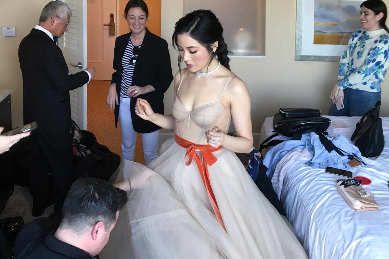 Constance Wu Golden Globes 2019 Crazy Rich Asians Dress Vera Wang Beauty Makeup Get Ready