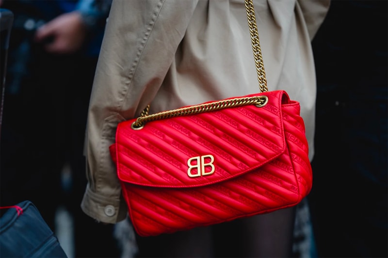 Balenciaga bag chain red gold