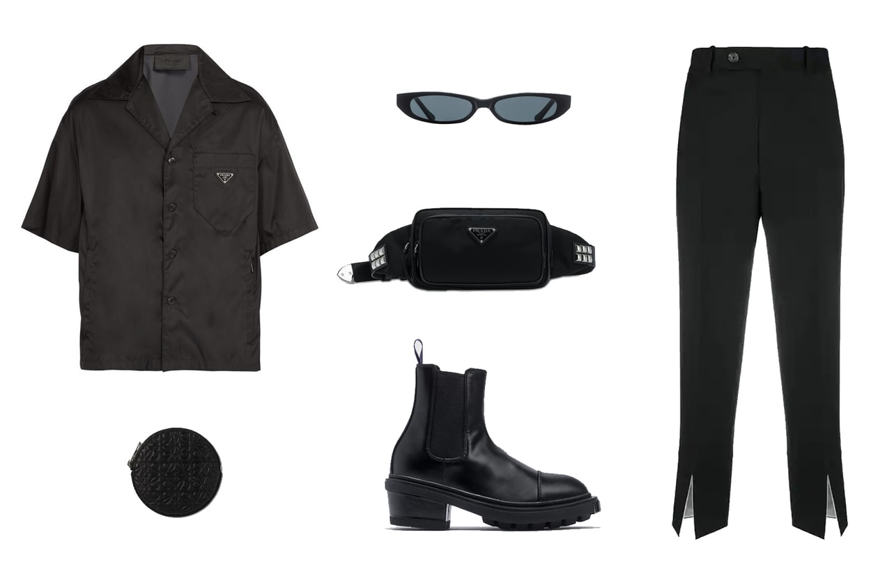 Winter Outfit Ideas Black Prada Shirt Monochrome Fashion Look 