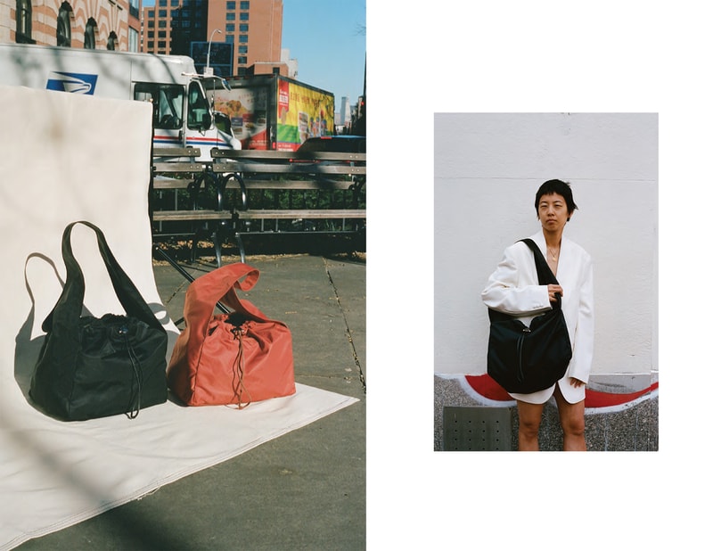 kara sarah law spring 2019 lookbook collection wearable handbags clothing shirt bag waistbag puffer tote leather lambskin