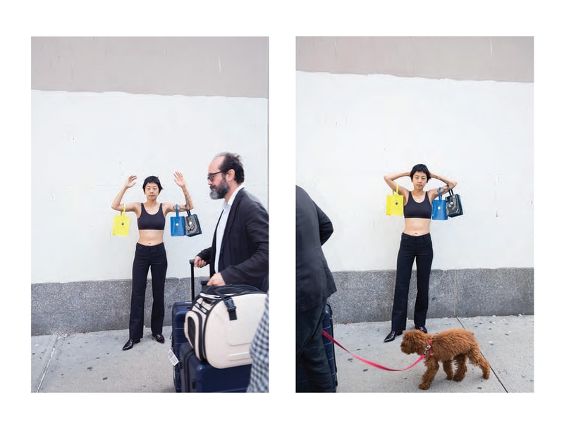 kara sarah law spring 2019 lookbook collection wearable handbags clothing shirt bag waistbag puffer tote leather lambskin