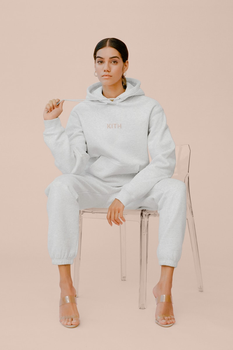 kith Women Glitter Hoodie Sweatpants Heather Grey