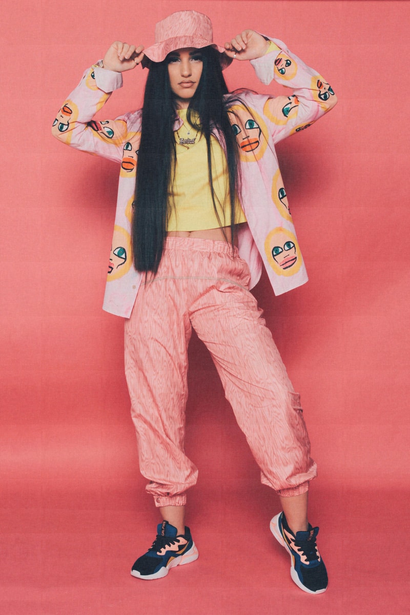 Lola Plaku x PUMA Nova GRL PWR Campaign Black Surf The Web Enisa Hat Sweatpants Pink Top Yellow