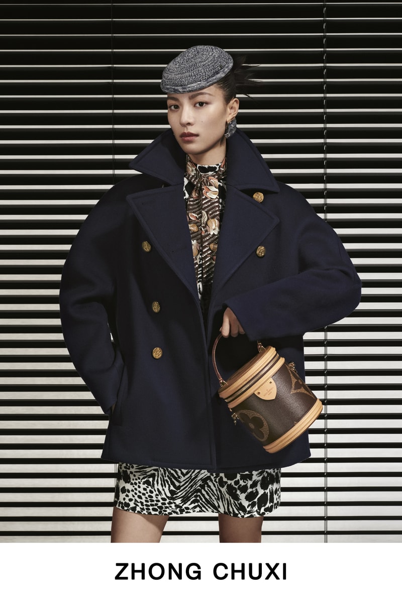 Louis Vuitton Pre-Fall 2019 Lookbook Zhong Chuxi Jacket Navy Hat Grey