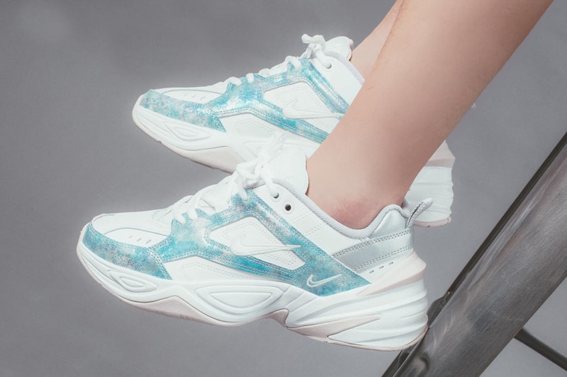 Nike M2K Tekno White Metallic Blue Silver Pink Chunky Sneakers