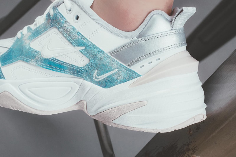 Nike M2K Tekno White Metallic Blue Silver Pink Chunky Sneakers